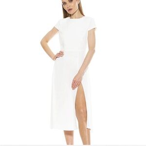 NWT White cap sleeve midi dress with slit